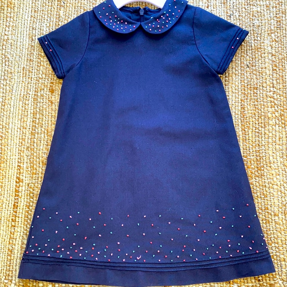 Navy & Polkadot Collared Dress